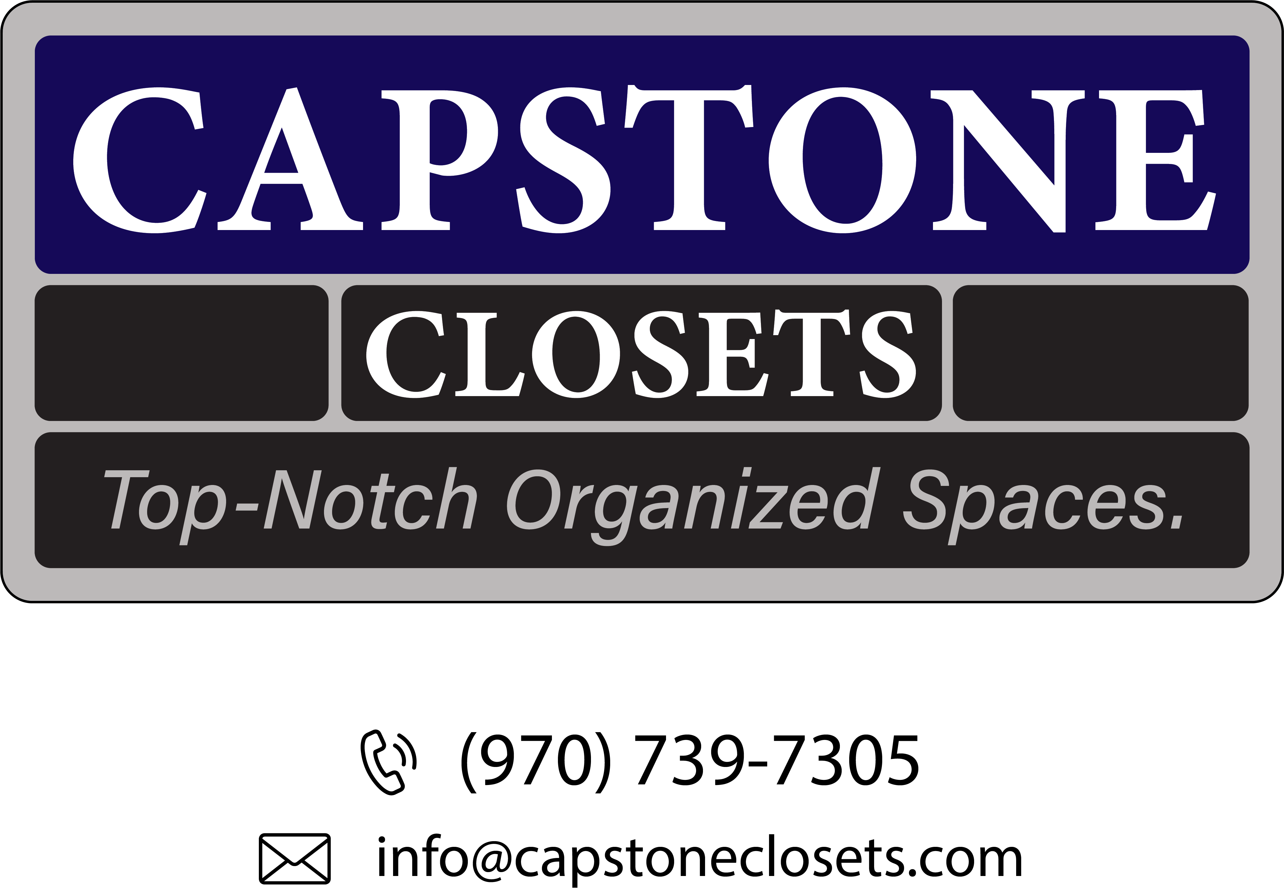 Capstone Closets Logo with contact info Capstone Closets Logo with contact info