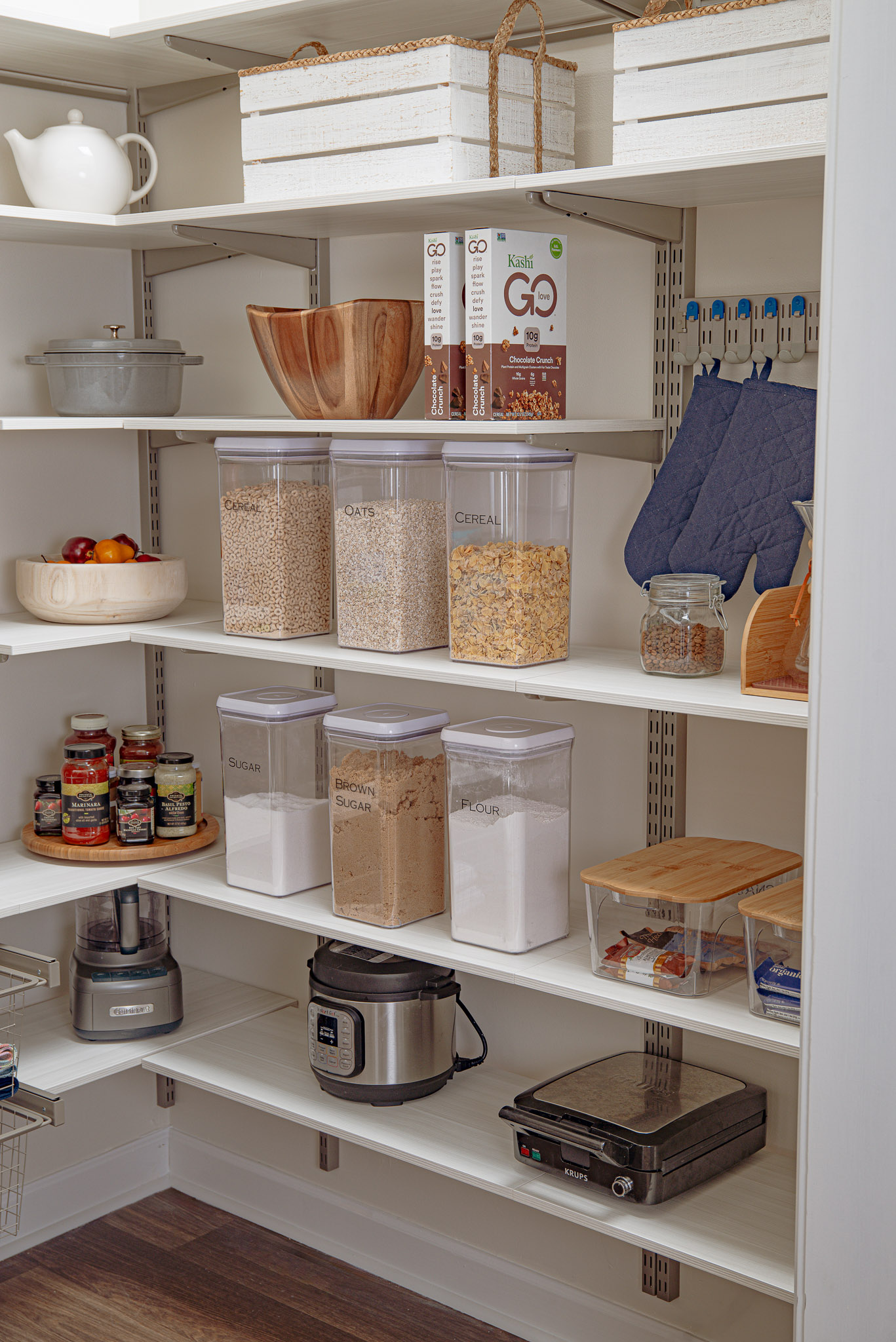 Organized Pantry with Adjustable Shelves