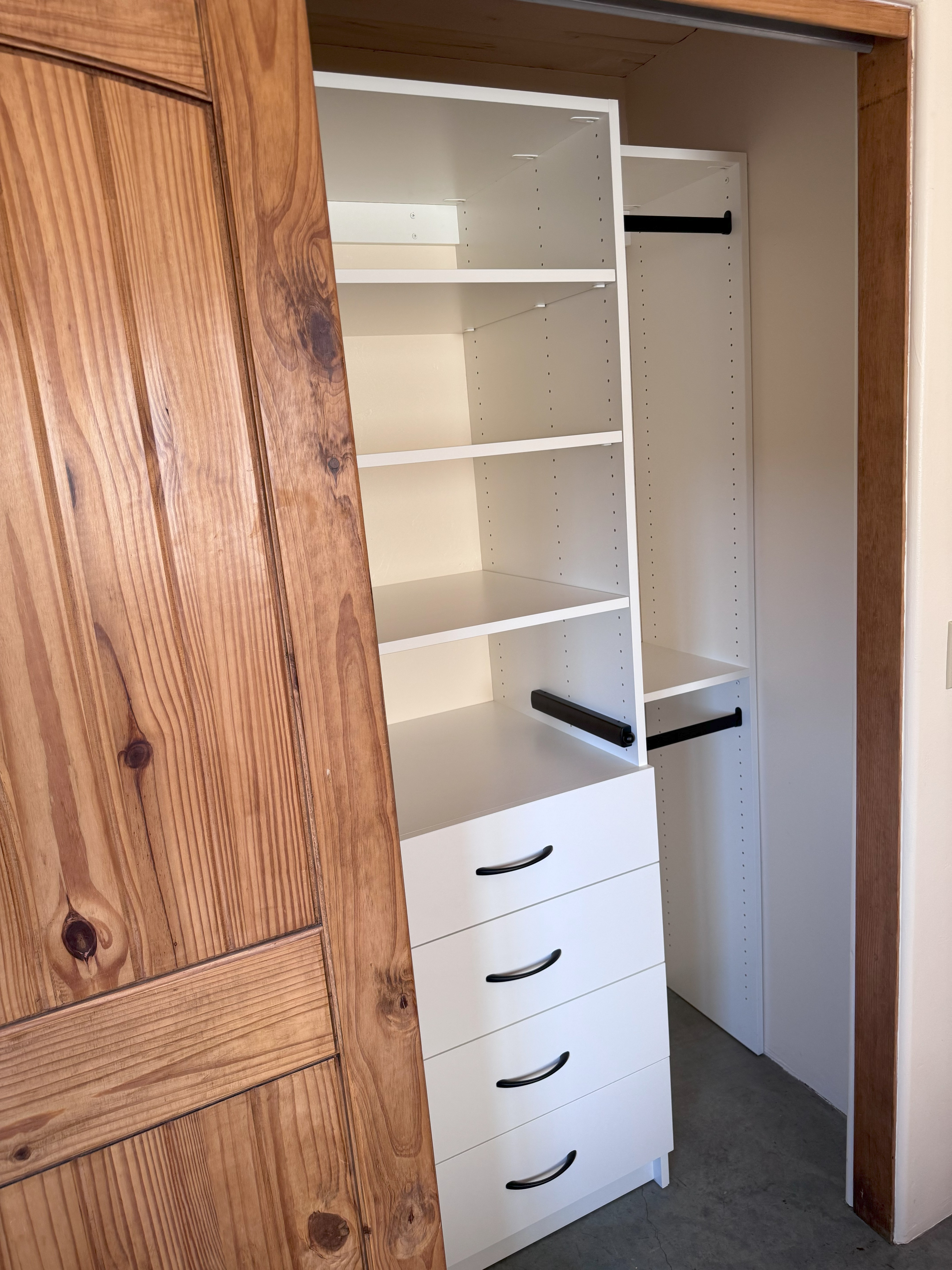 Custom Closet System with Black Hardware